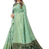 Women'S Jacquard Cotton Silk Blend Banarasi Bandhani Fusion Saree With Blouse Piece - Pistah Green WomenS Jacquard Cotton Silk Blend Banarasi Bandhani Fusion Saree With Blouse Piece - Pistah Green