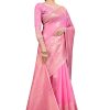 WomenS Jamdani Cotton Woven Silk Saree With Blouse Piece - Pink