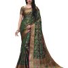 Women'S Kanjivaram Silk Saree With Blouse Piece - Dark Green WomenS Kanjivaram Silk Saree With Blouse Piece - Dark Green