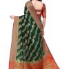 Women'S Kanchipuram Silk Blend Saree With Blouse Piece - Green WomenS Kanchipuram Silk Blend Saree With Blouse Piece - Green