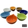 Colourful Handmade Traditional Decorative Ceramic Reusable Diya, Puja Deepak For Home - 1Pc Assorted Handmade Traditional Ceramic Diya Multicolor