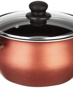 Non-stick Handi with Glass Lid and 2 Way Non-stick Coating, Red