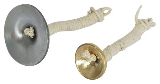 2-Piece Brass Thalam Musical Instrument/Manjira Hand Percussion Finger Cymbals/Taal Jathi, Silver & Gold