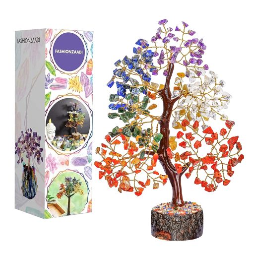 Seven Chakra Healing Bonsai Tree, 7 Chakra Crystal Money Tree Of Life D?cor - Feng Shui Wire Bonsai Beaded Wire Bonsai Tree With Genuine Crystal Base