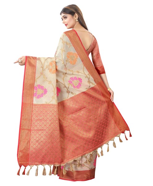 Women's Woven Banarasi Kanchipuram Art Silk Saree with Blouse Piece