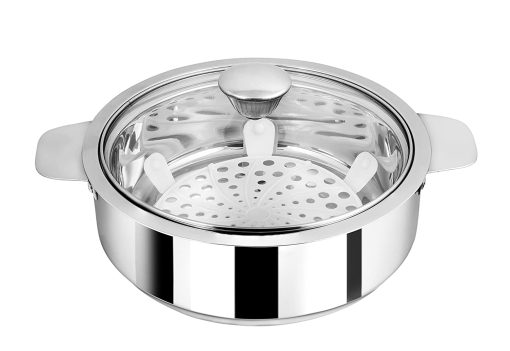 Containers Chapati Pot Double Wall Insulated Stainless Steel Serve Fresh Roti Casserole With Glass Lid, 1.25 L, 1 Pc ChennaiStore