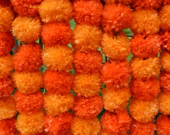 Artificial Red And Orange Marigold Flowers Garland - Pack of 1 Artificial Red And Orange Marigold Flowers Garland - Pack of 1