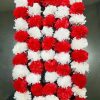 Artificial red and white Marigold Flowers Garland For Decoration