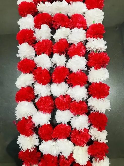 Artificial red and white Marigold Flowers Garland For Decoration Artificial red and white Marigold Flowers Garland For Decoration