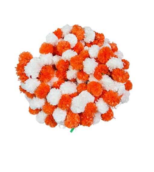 Artificial orange and white Marigold Flowers Garland For Decoration Copy