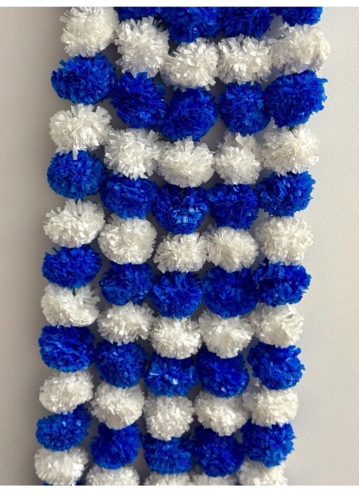 Artificial blue and white Marigold Flowers Garland For Decoration