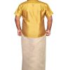 Men's Half sleeve Cotton Silk Shirt-40 and Dhothi Set