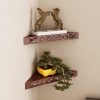 2 Corner Decorative Wooden Wall Shelves