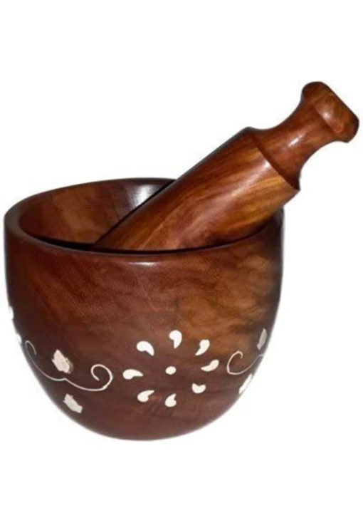 Wooden Carved Mortar and Pestle | Grinder for Herbs, Spices and Kitchen Usage, Natural Mango Wood | Handmade Mortar and Pestle / kharal/okhli