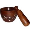 Wooden Carved Mortar and Pestle | Grinder for Herbs, Spices and Kitchen Usage, Natural Mango Wood | Handmade Mortar and Pestle / kharal/okhli
