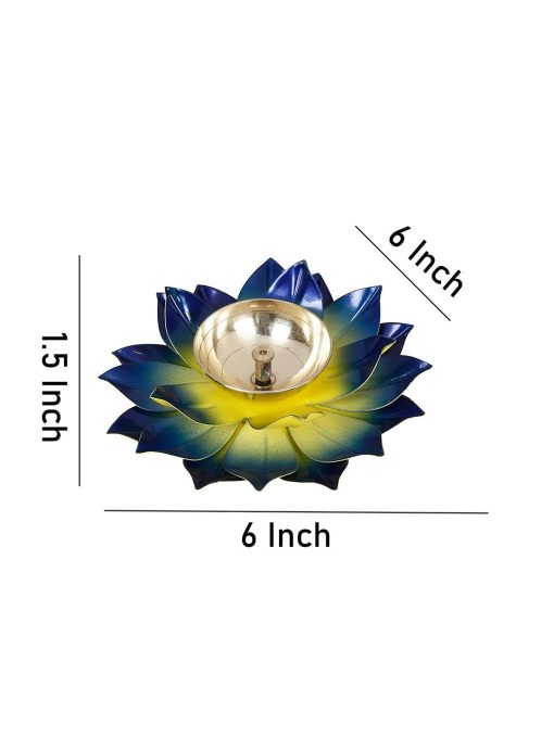 Brass Blue Lotus Diya