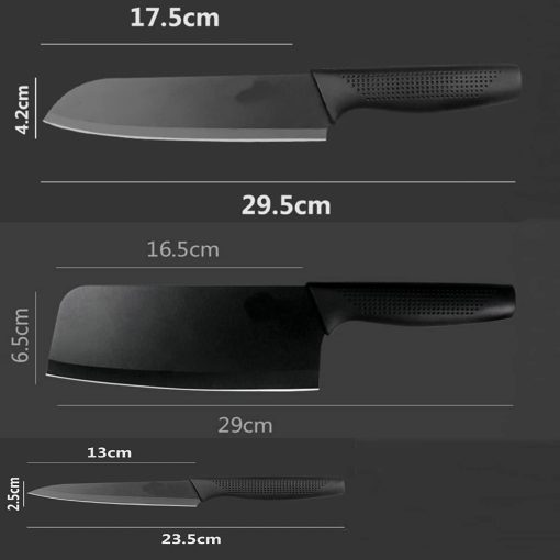 Stainless Steel 3 Pieces Professional Kitchen Knife Set, Meat Knife, Chef's Knife with Non-Slip Handle