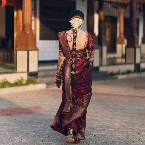 Banarasi Silk Blend Red Saree