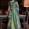 Women'S Kanjivaram Pure Soft Silk Handloom Saree Pure Golden Zari With Blouse Piece Banarasi Silk Blend Blue Saree