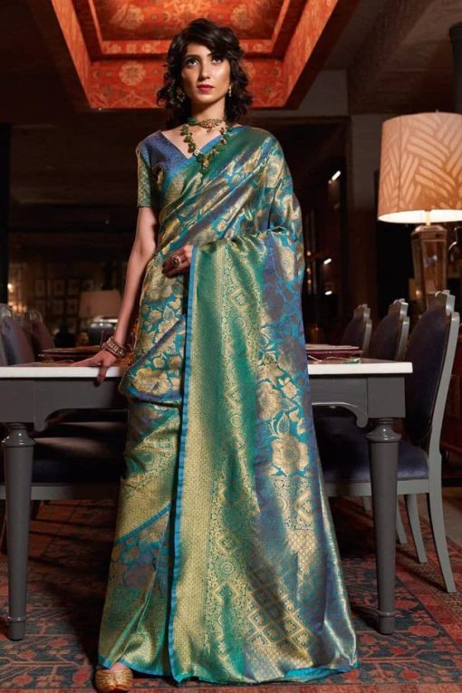 Banarasi Silk Blend Blue Saree