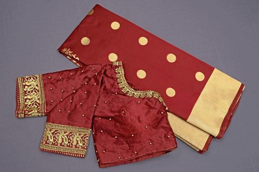 Banarasi Silk Blend Red Saree