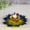 Diya for Puja Home Decoration Item Gift, Lotus Brass Diyas Oil Lamp Pooja - Red