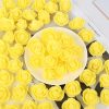 Yellow Stemless Floating Artificial Flower Heads Mini Small Floral Fake Foam Rose For Crafts, Festival, Home, Pooja Room Decorations Pack Of 10 Stemless Floating Artificial Flower Heads