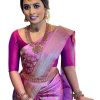 Women'S Kanjivaram Soft Lichi Silk Saree With Blouse Piece (Dull Pink) Banarasi Silk Blend Pink Saree