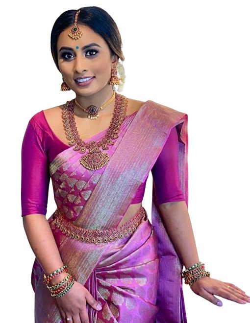Banarasi Silk Blend Pink Saree