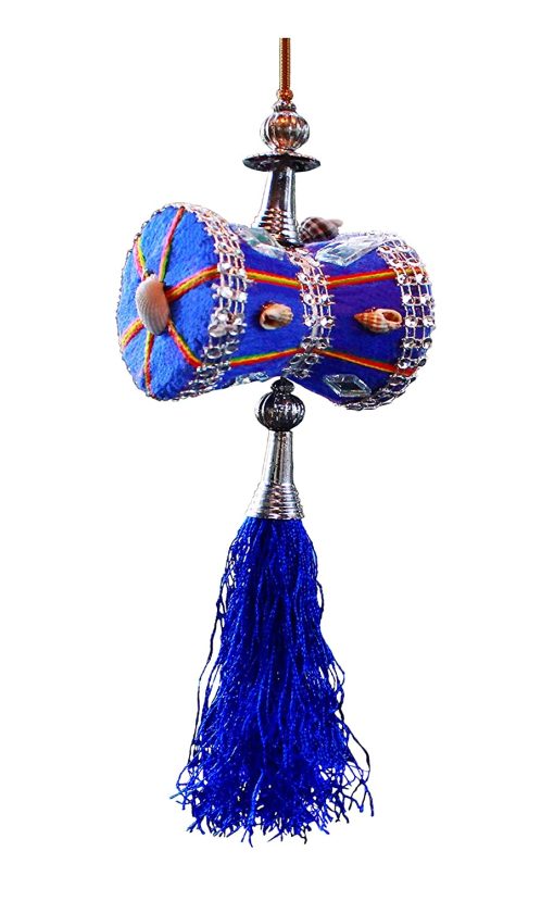 Car Hanging Damru/ Udukai / Accessories Interior Decor, 7 X 6 X 6 Cm , Blue Unique car Hanging interior Decor