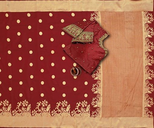 Banarasi Silk Blend Red Saree