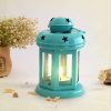 Iron Hanging Lantern Tealight Holder - Decorations Items For Home Décor Bedroom Living Room Table Wall Hanging Blue Tea Light Candle Holder