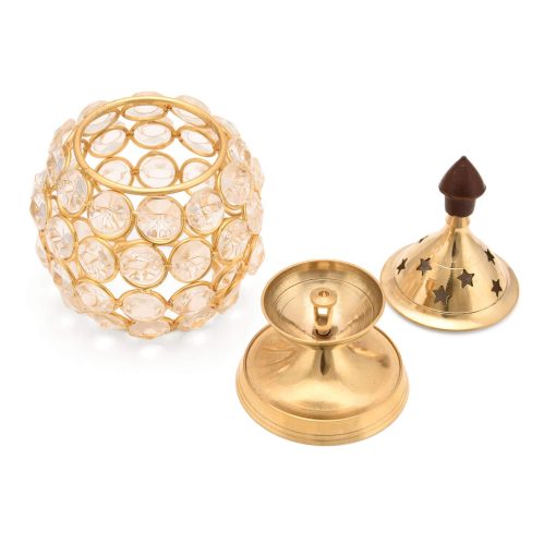 Brass Crystal Diya Oil Lamp