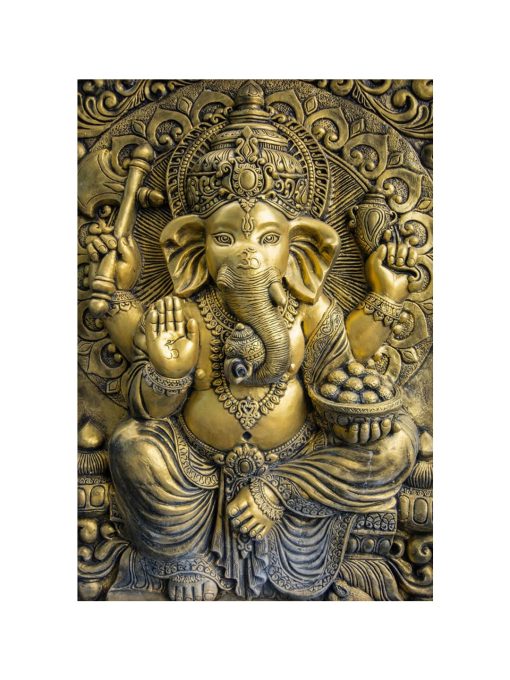 3D Print Latest Door Living room Bed Room Home Hall wall stickers Sheet roll 3d ganesha wallpapers for walls Golden Ganesha Mural wallpaper for home ( Vinyl Self Adhesive 36X60 Inches )