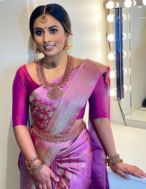 Banarasi Silk Blend Pink Saree