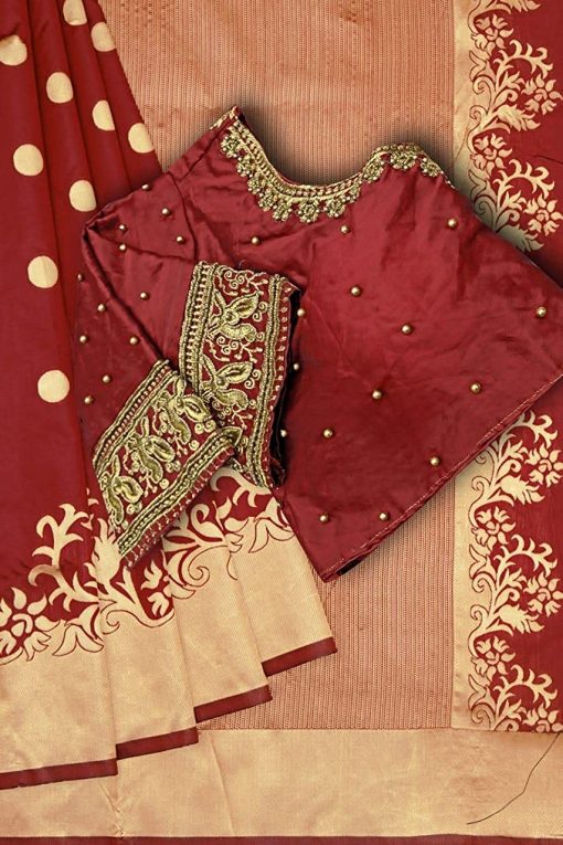 Banarasi Silk Blend Red Saree