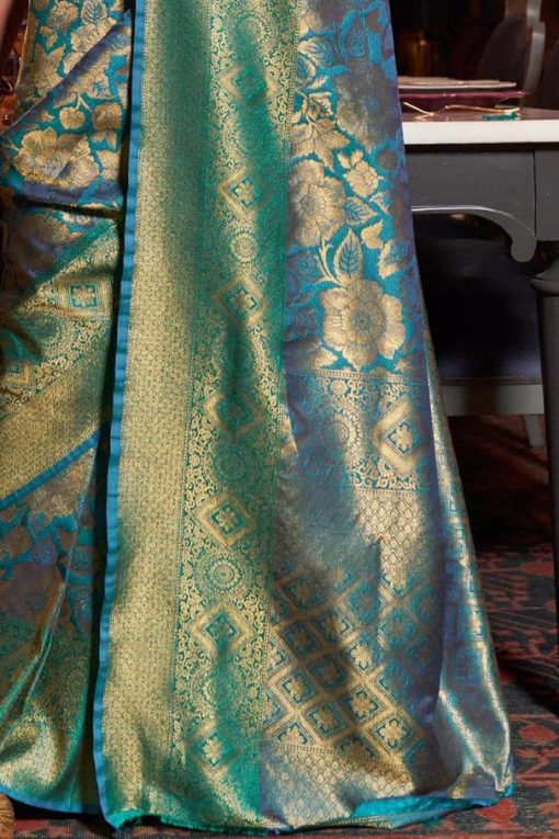 Banarasi Silk Blend Blue Saree