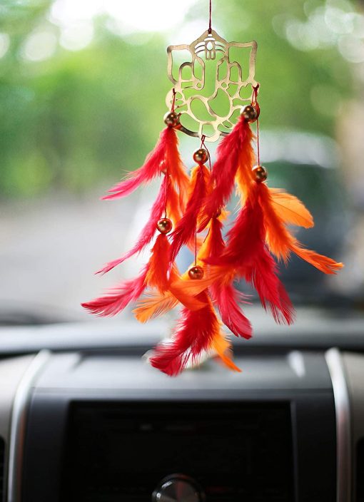 Ganesha Orange &Pink Wool Dream Catcher
