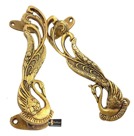 Peacock Design Brass Door Handles