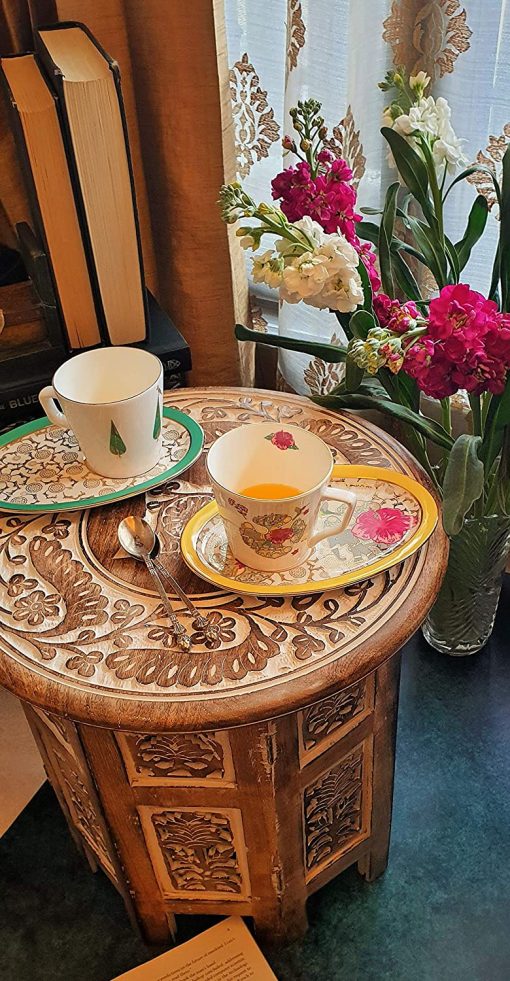 Wooden Brass Carving/Square Beautiful Carving Design Side Table/Coffee