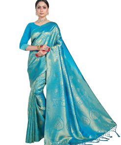 Banarasi Silk Blend Blue Saree