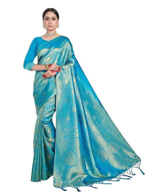 Banarasi Silk Blend Blue Saree