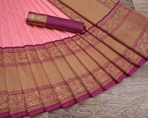 Banarasi Silk Blend Pink Saree