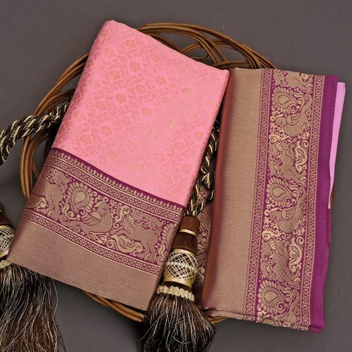 Banarasi Silk Blend Pink Saree