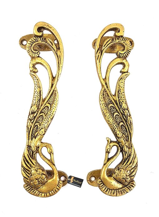 Peacock Design Brass Door Handles