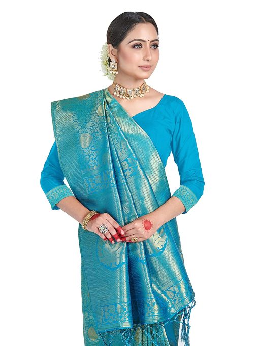 Banarasi Silk Blend Blue Saree