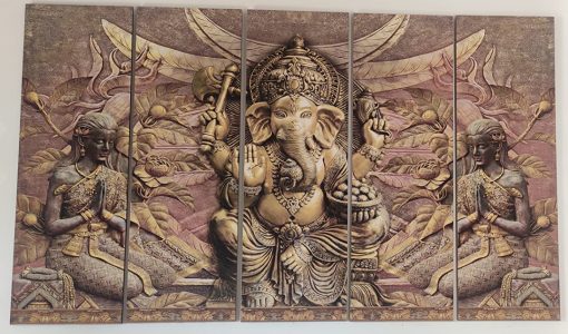 Beautiful Ganesha Wall Art Painting for Living Room, Bedroom, Office, Hotels, Drawing Room Wooden Framed Digital Painting (60inch x 36inch)