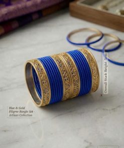 Traditional Stylish Traditional Casual Party Blue & Gold Bangles For kids And Girls - 5cm Diameter
