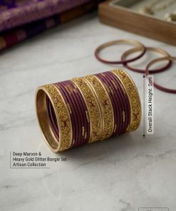 Traditional Stylish Traditional Casual Party Maroon & Gold Bangles For kids And Girls - 5cm Diameter