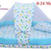 Baby Bedding Set with Mosquito Net and Bumper Guard (Blue) Cotton
